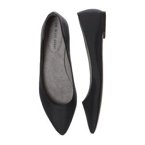 Size 12 Black Peau de Soie Pointed Toe Flats